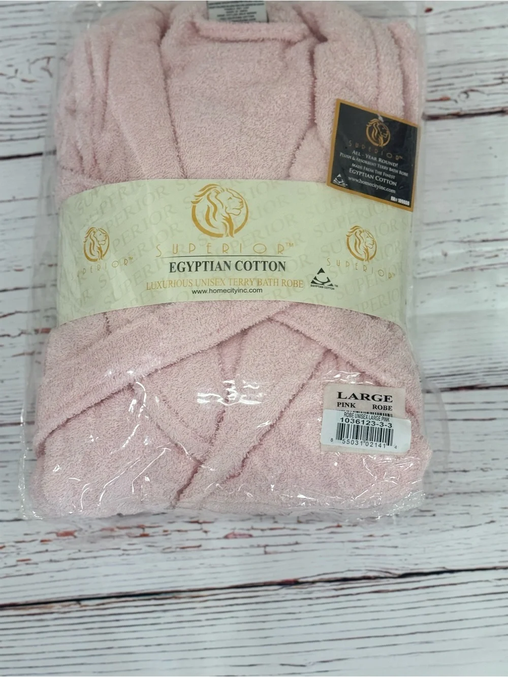 Superior Egyptian Cotton Pink Terry Bath Robe - Large